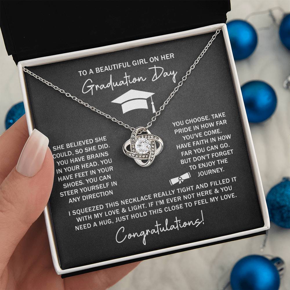 GRADUATION FOR HER SQUEEZED  LOVE KNOT NECKLACE