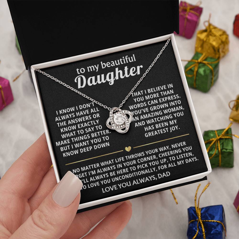 To My Beautiful Daughter, I'm always in your corner, cheering you on. — [Lux] - Love Knot