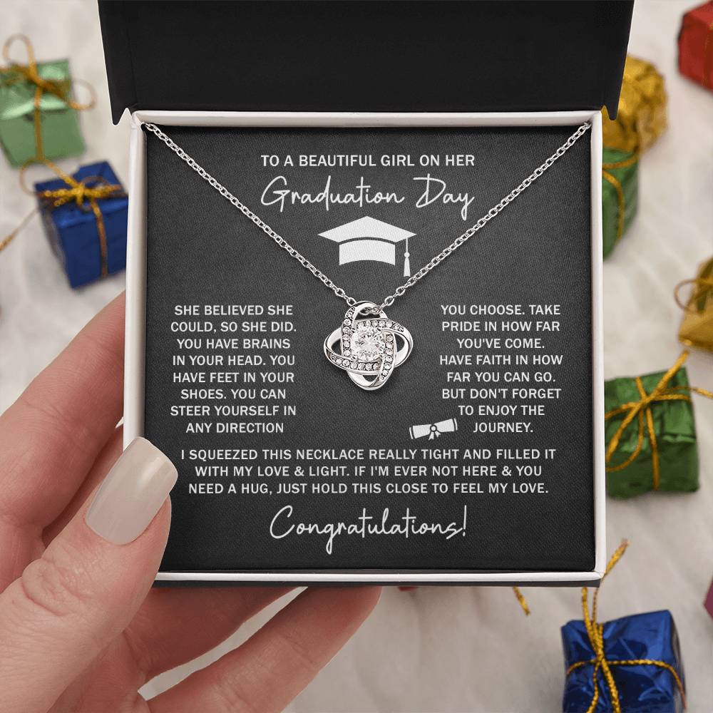 GRADUATION FOR HER SQUEEZED  LOVE KNOT NECKLACE