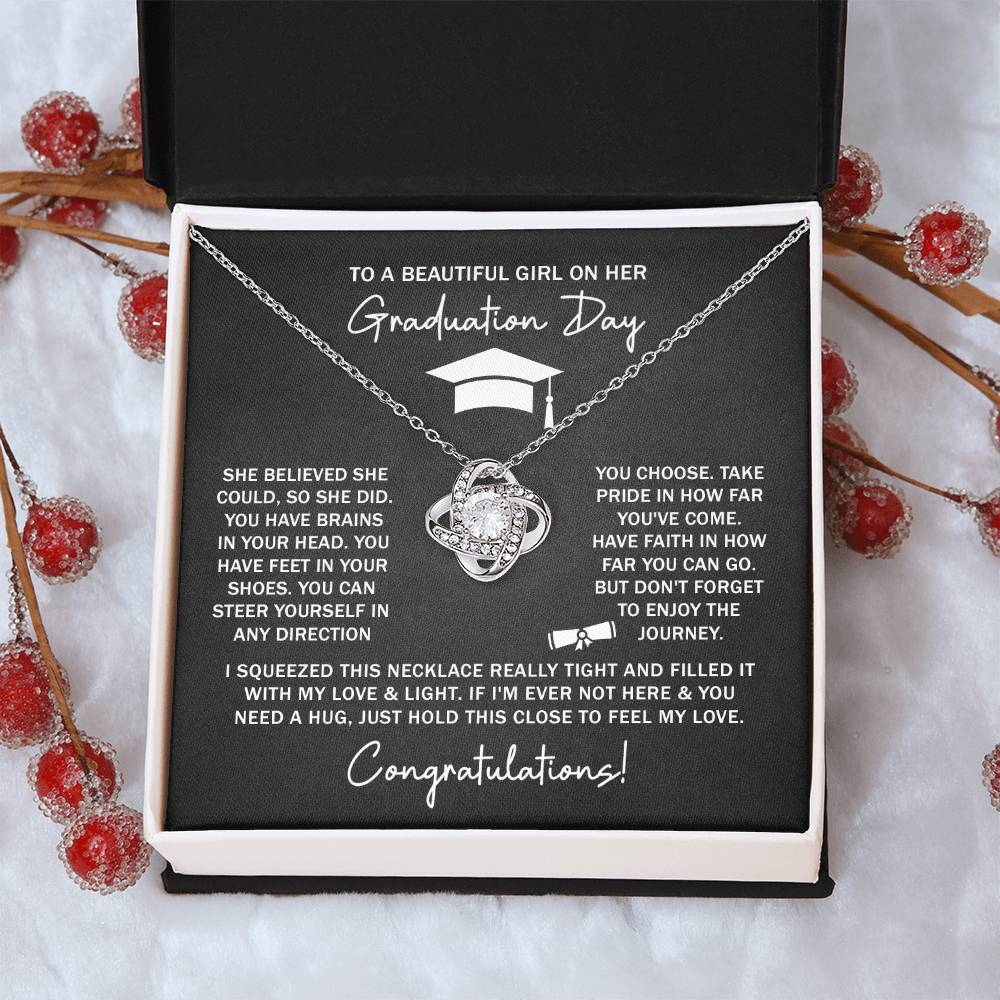 GRADUATION FOR HER SQUEEZED  LOVE KNOT NECKLACE