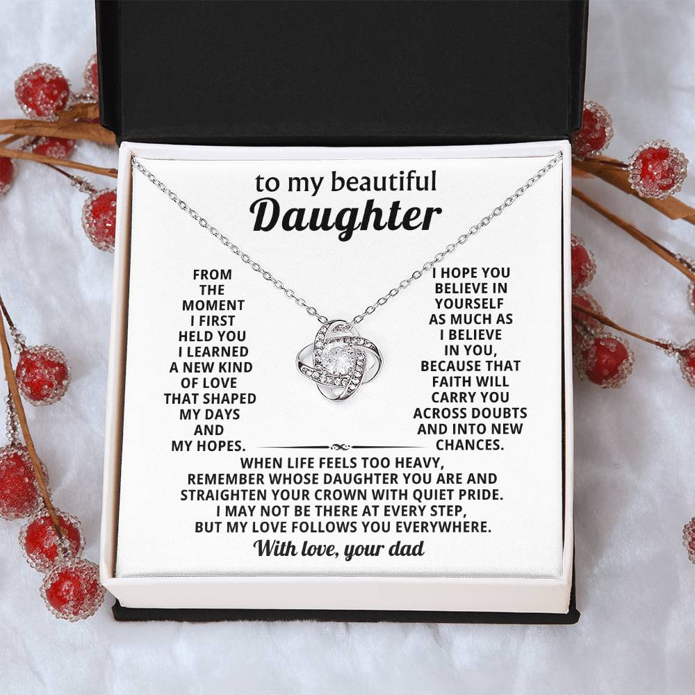 To my beautiful Daughter, From the moment I first held you I learned a new kind of love that shaped my days