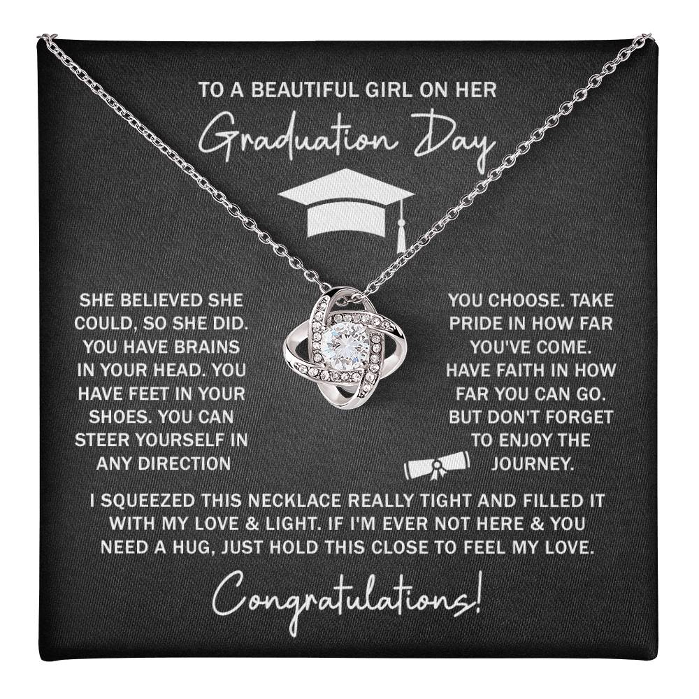 GRADUATION FOR HER SQUEEZED  LOVE KNOT NECKLACE