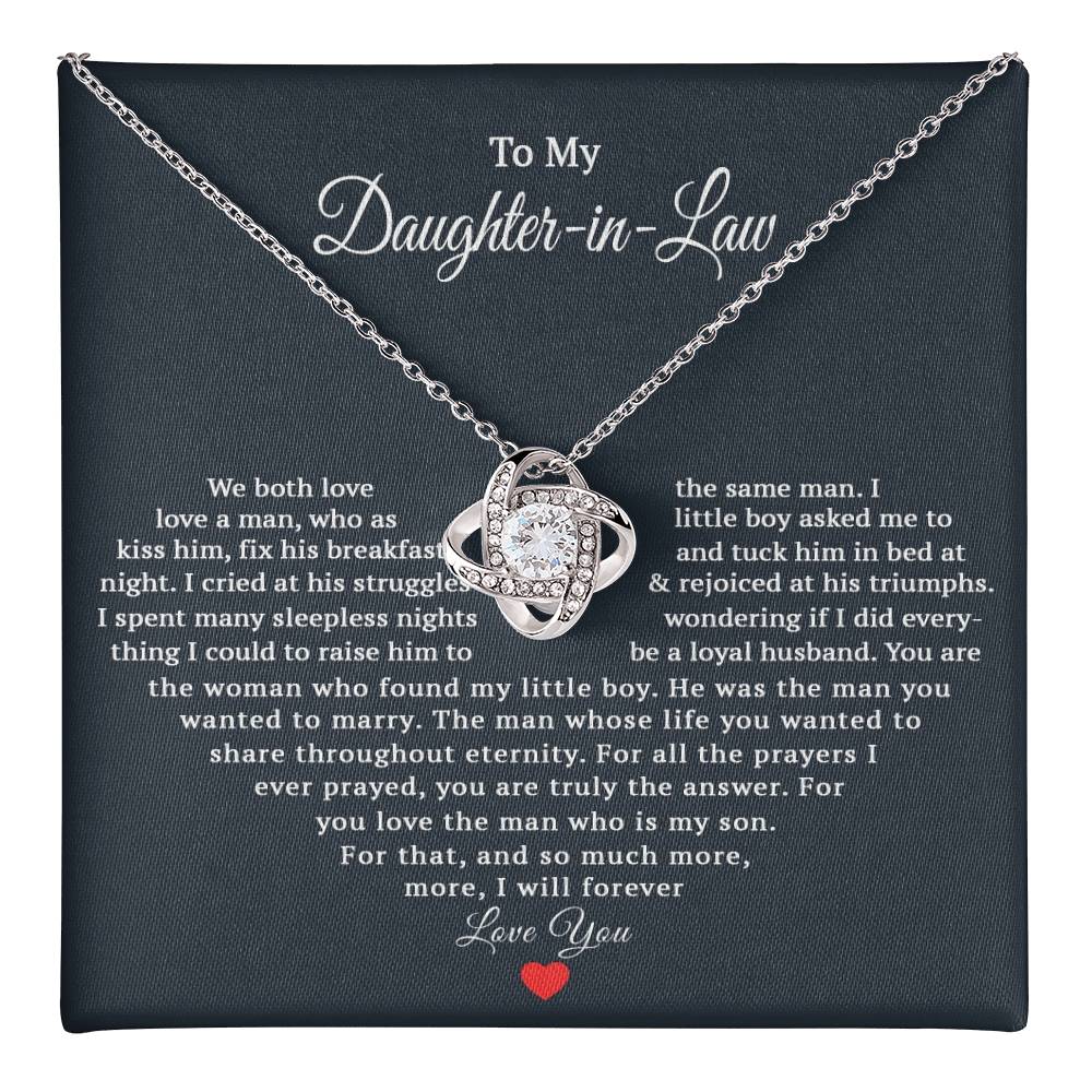 TO MY DAUGHTER IN LAW HEART LOVE KNOT NECKLACE GIFT SET