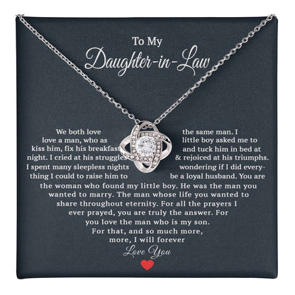 TO MY DAUGHTER IN LAW HEART LOVE KNOT NECKLACE GIFT SET