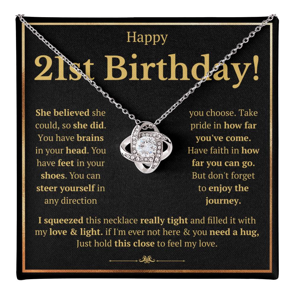 21ST BIRTHDAY SQUEEZED LOVE KNOT NECKLACE GIFT SET