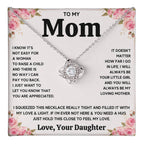TO MY MOM FROM DAUGHTER SQUEEZED LOVE KNOT NECKLACE GIFT SET