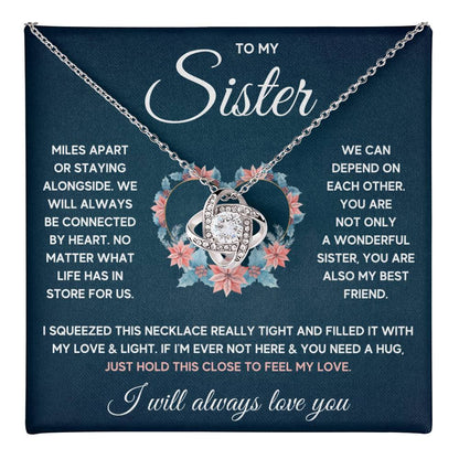 TO MY SISTER SQUEEZED LOVE KNOT NECKLACE GIFT SET