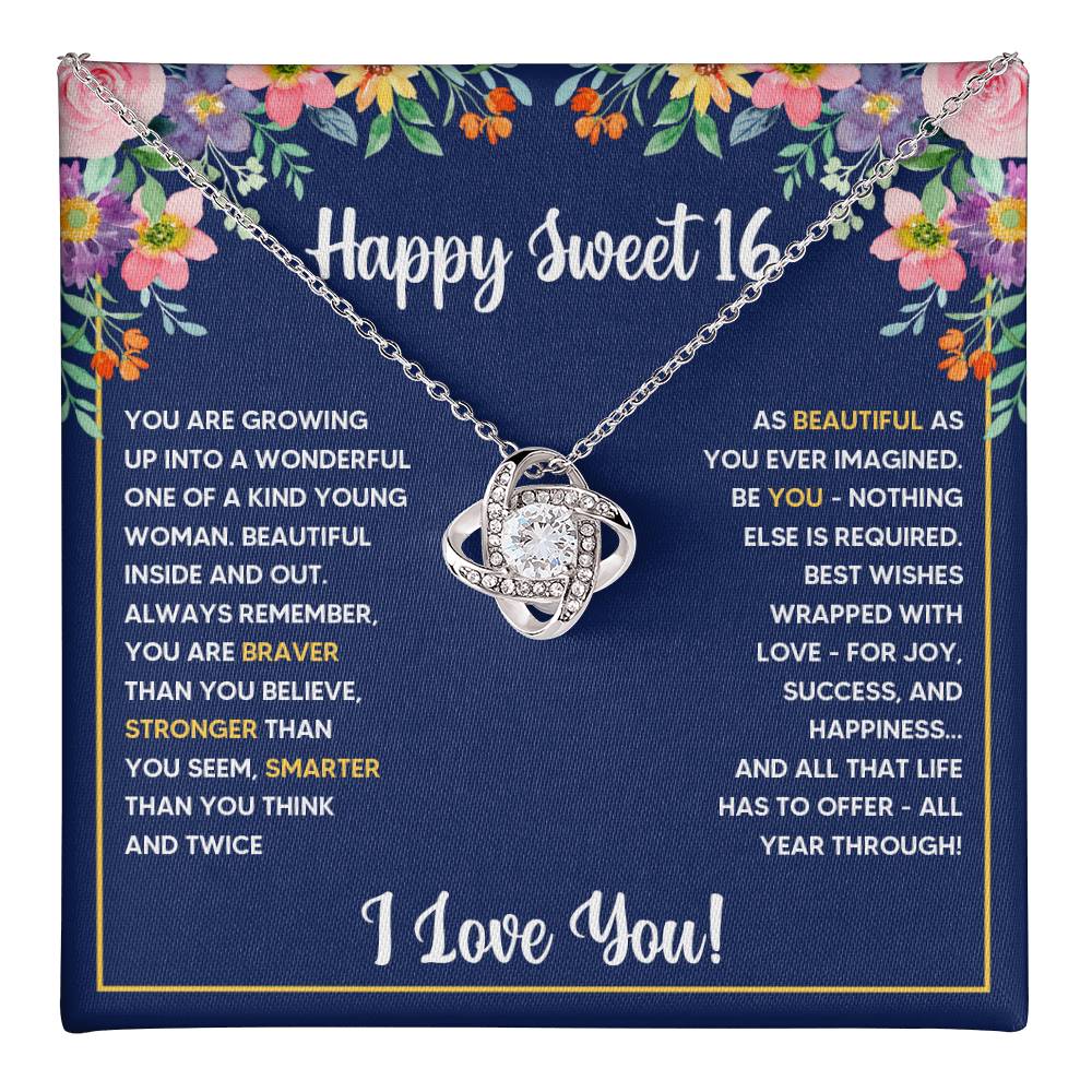 SWEET 16 WRAPPED LOVE KNOT NECKLACE GIFT SET
