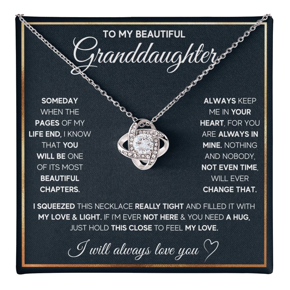 TO MY GRANDDAUGHTER SQUEEZED LOVE KNOT NECKLACE GIFT SET