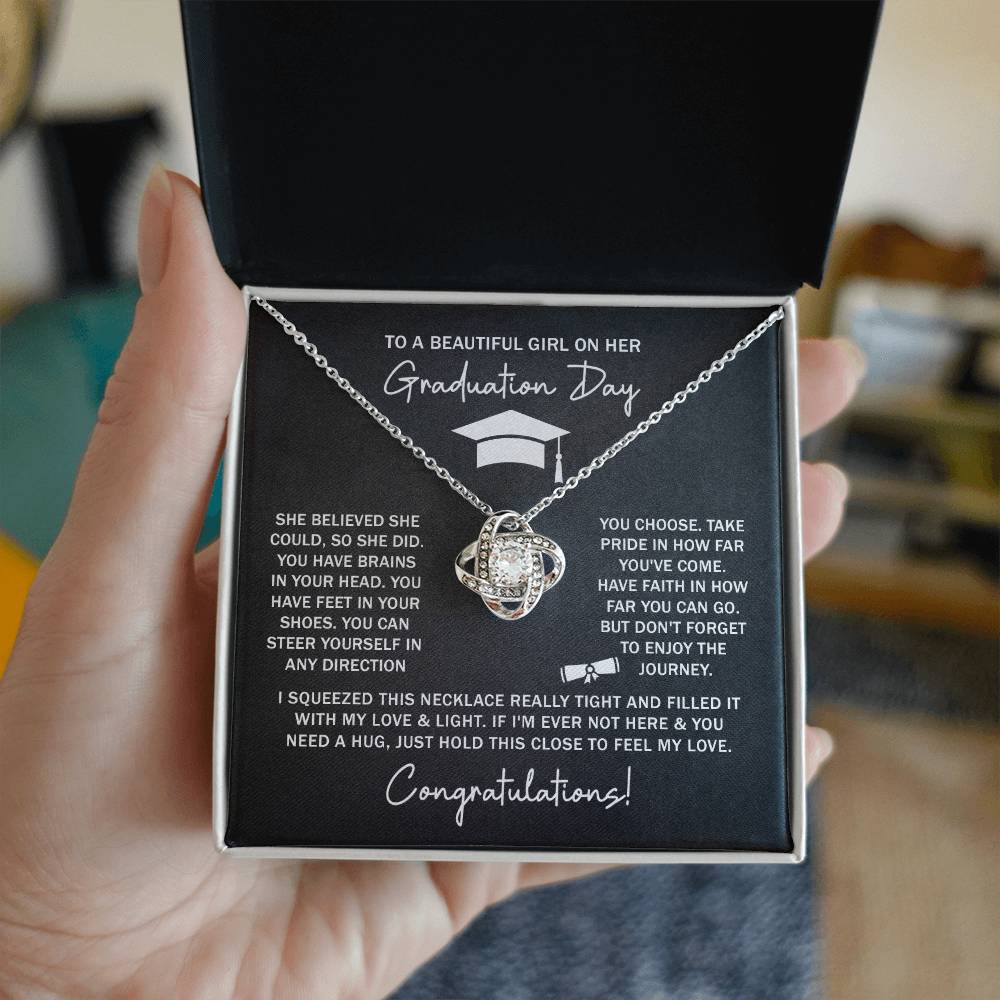 GRADUATION FOR HER SQUEEZED  LOVE KNOT NECKLACE