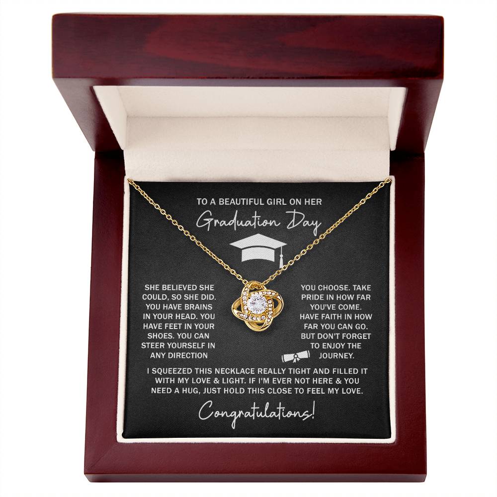GRADUATION FOR HER SQUEEZED  LOVE KNOT NECKLACE