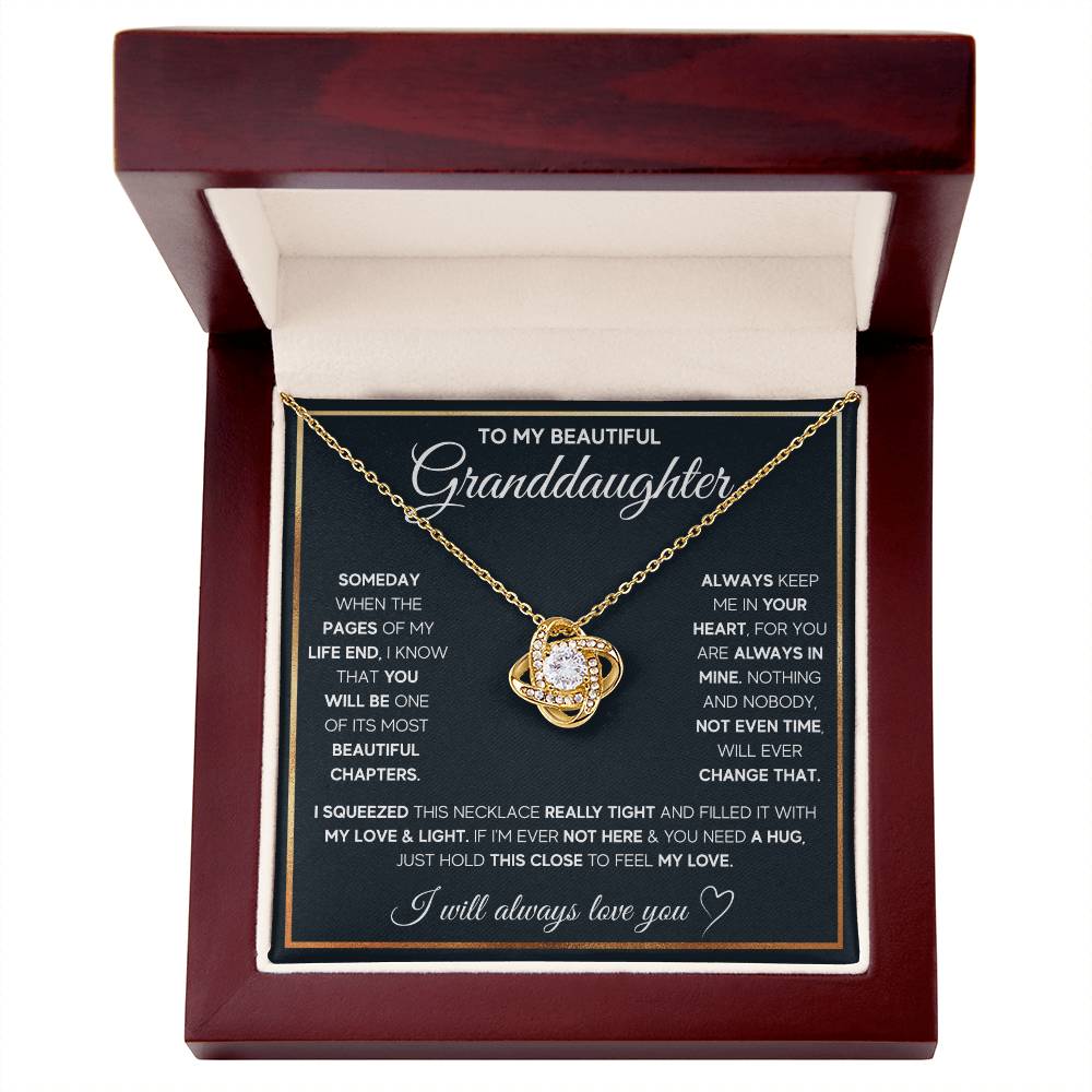 TO MY GRANDDAUGHTER SQUEEZED LOVE KNOT NECKLACE GIFT SET WHITE & GOLD