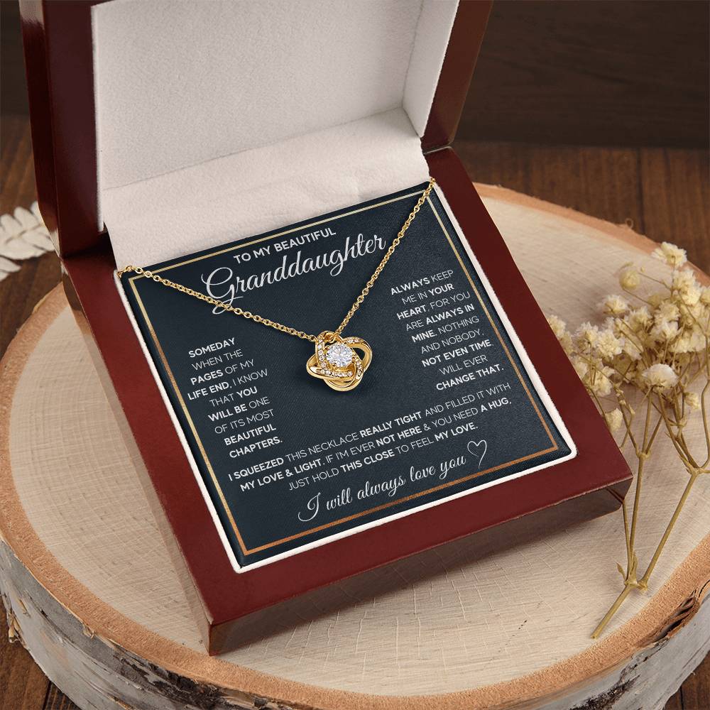 TO MY GRANDDAUGHTER SQUEEZED LOVE KNOT NECKLACE GIFT SET WHITE & GOLD