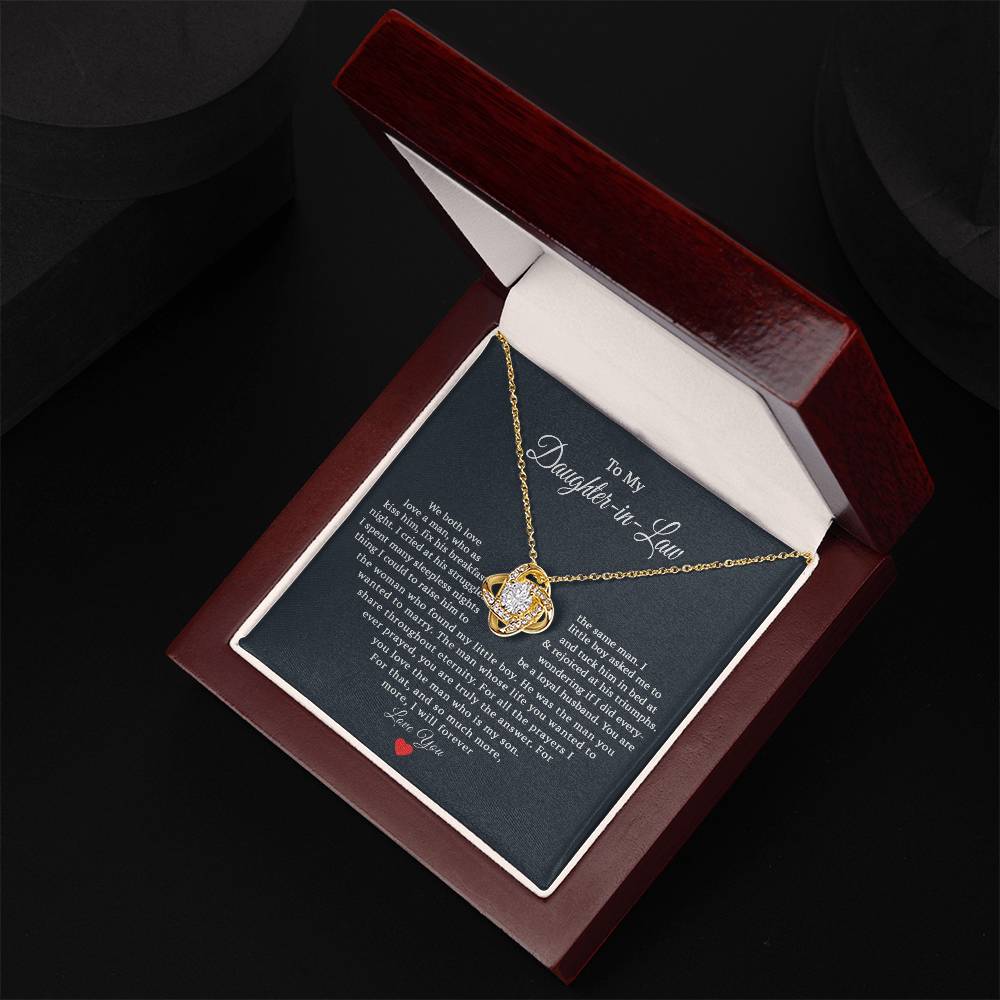 TO MY DAUGHTER IN LAW PRAYERS LOVE KNOT NECKLACE GIFT SET