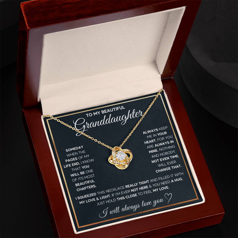 TO MY GRANDDAUGHTER SQUEEZED LOVE KNOT NECKLACE GIFT SET WHITE & GOLD
