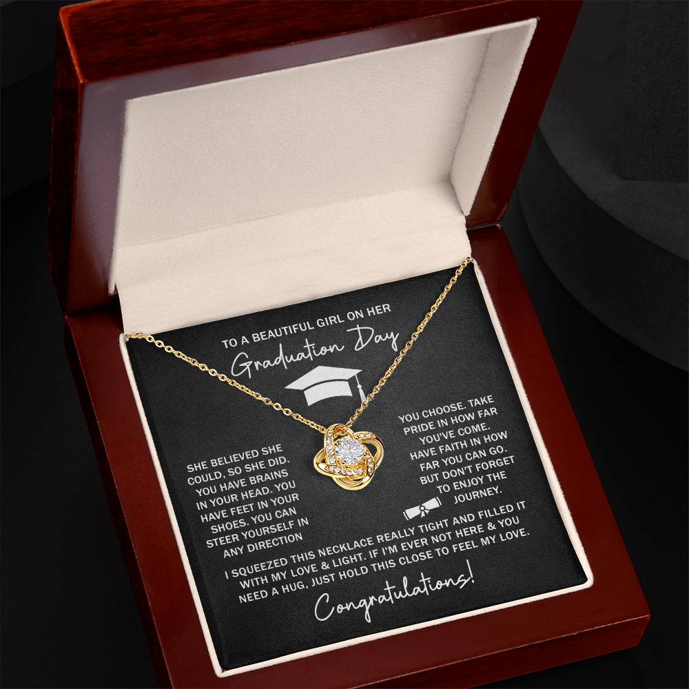 GRADUATION FOR HER SQUEEZED  LOVE KNOT NECKLACE