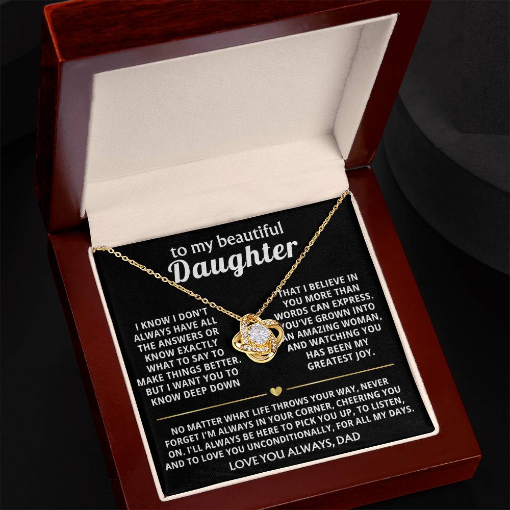 To My Beautiful Daughter, I'm always in your corner, cheering you on. — [Lux] - Love Knot