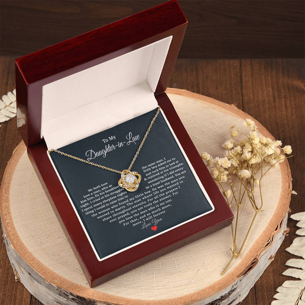 TO MY DAUGHTER IN LAW PRAYERS LOVE KNOT NECKLACE GIFT SET
