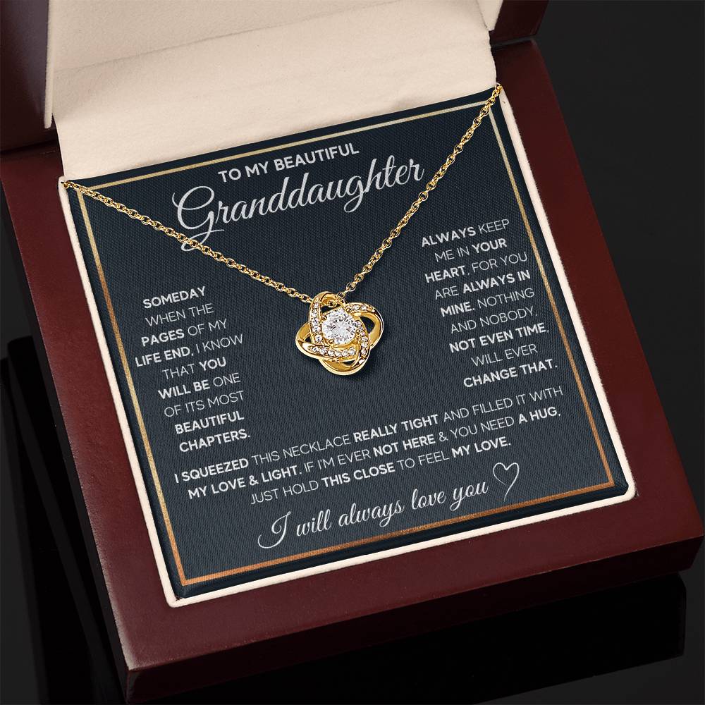 TO MY GRANDDAUGHTER SQUEEZED LOVE KNOT NECKLACE GIFT SET WHITE & GOLD
