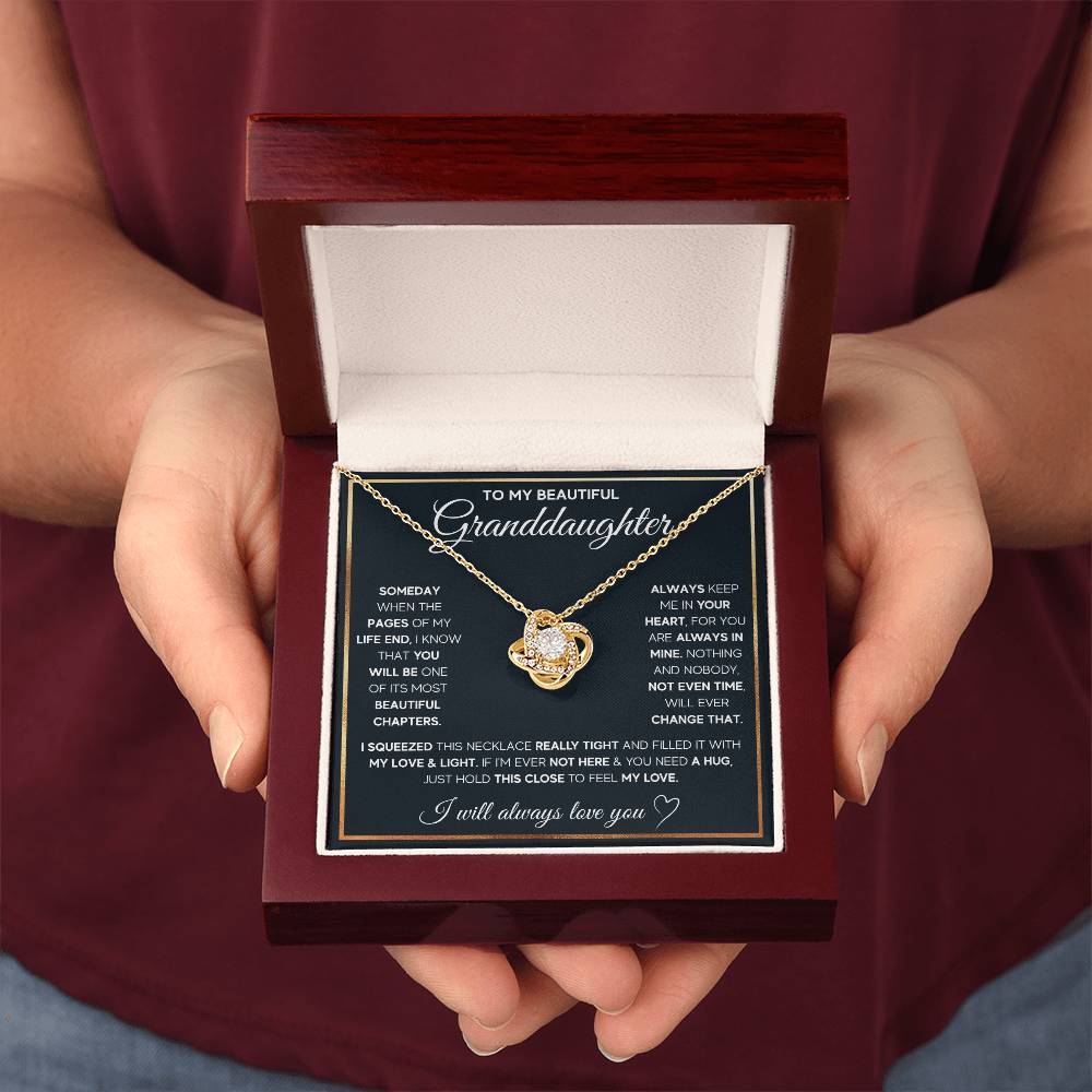 TO MY GRANDDAUGHTER SQUEEZED LOVE KNOT NECKLACE GIFT SET WHITE & GOLD