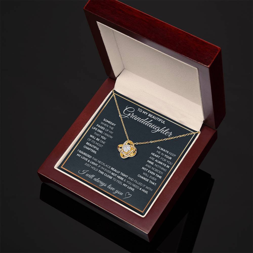 TO MY GRANDDAUGHTER SQUEEZED LOVE KNOT NECKLACE GIFT SET WHITE & GOLD