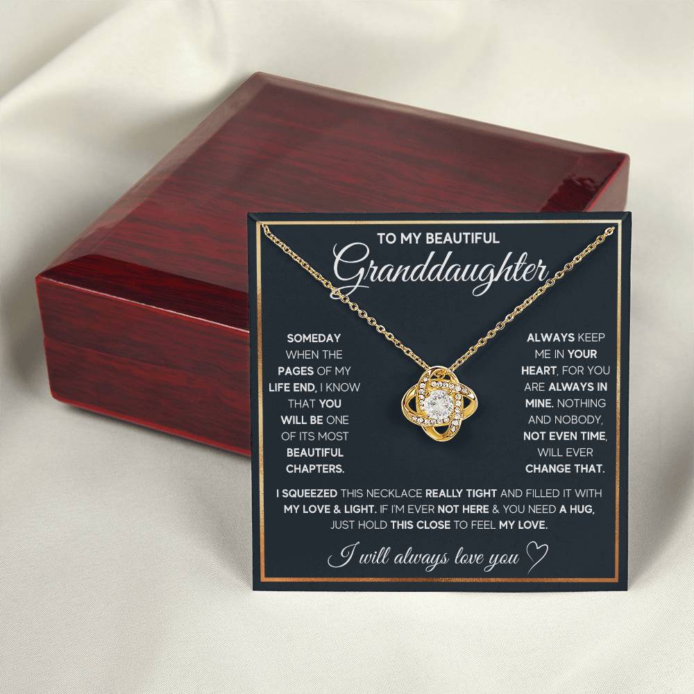 TO MY GRANDDAUGHTER SQUEEZED LOVE KNOT NECKLACE GIFT SET WHITE & GOLD