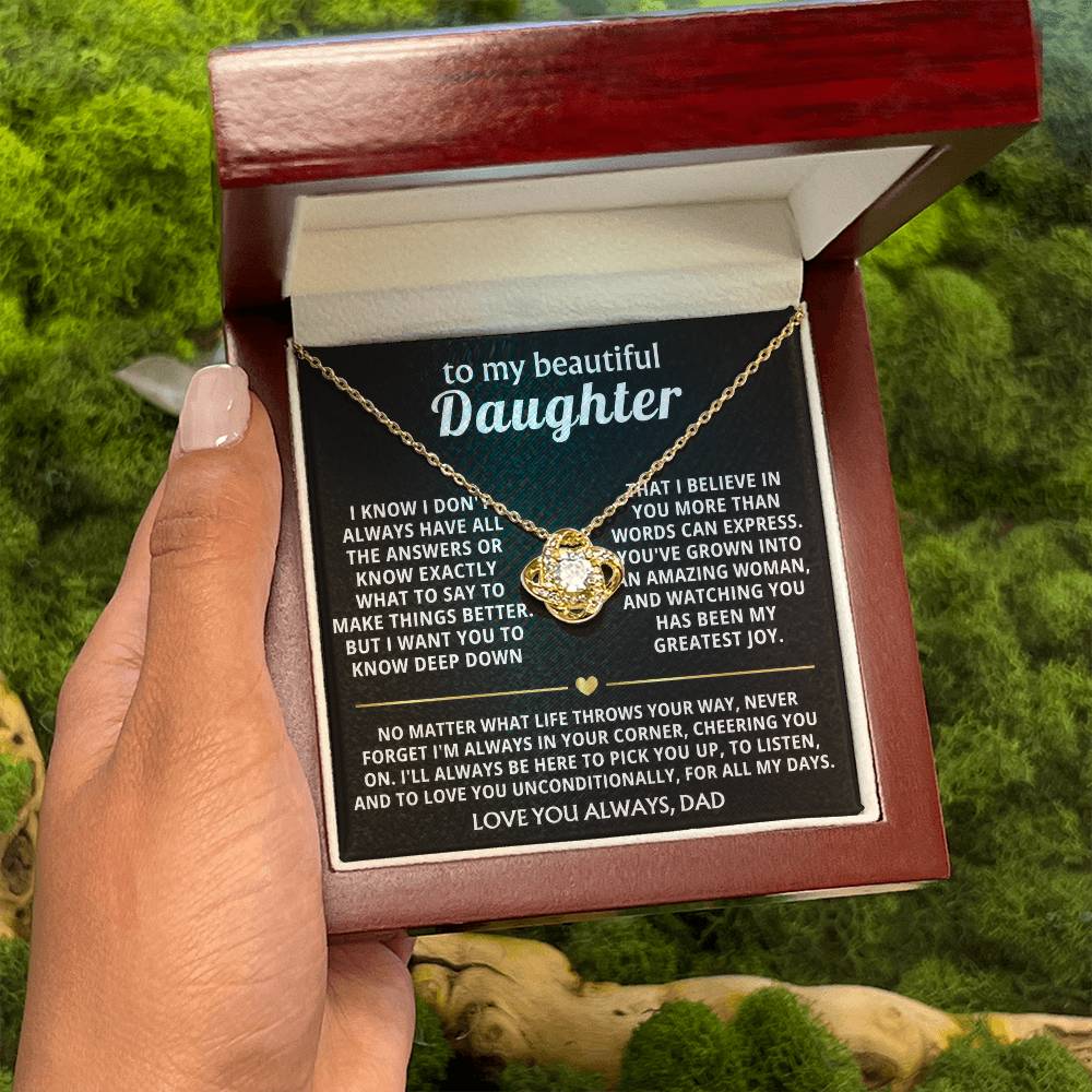 To My Beautiful Daughter, I'm always in your corner, cheering you on. — [Lux] - Love Knot