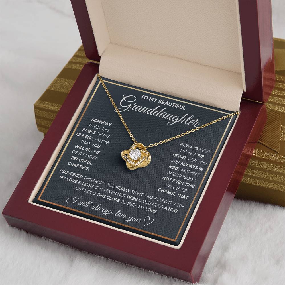 TO MY GRANDDAUGHTER SQUEEZED LOVE KNOT NECKLACE GIFT SET WHITE & GOLD