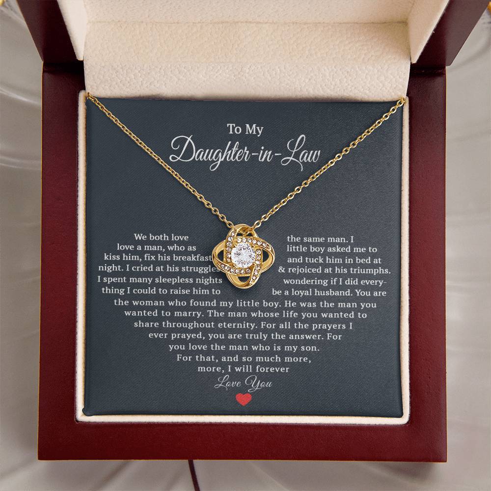 TO MY DAUGHTER IN LAW PRAYERS LOVE KNOT NECKLACE GIFT SET