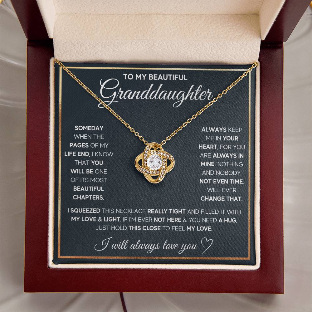TO MY GRANDDAUGHTER SQUEEZED LOVE KNOT NECKLACE GIFT SET WHITE & GOLD