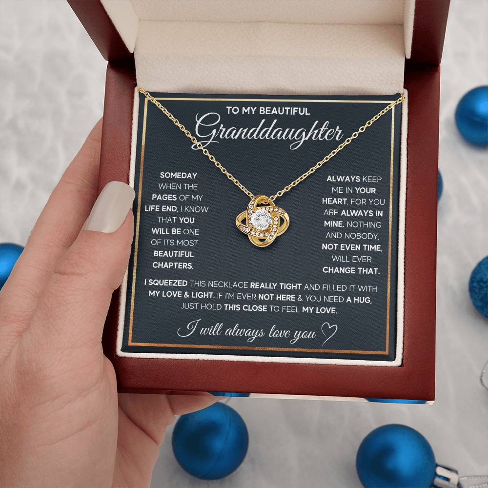 TO MY GRANDDAUGHTER SQUEEZED LOVE KNOT NECKLACE GIFT SET WHITE & GOLD