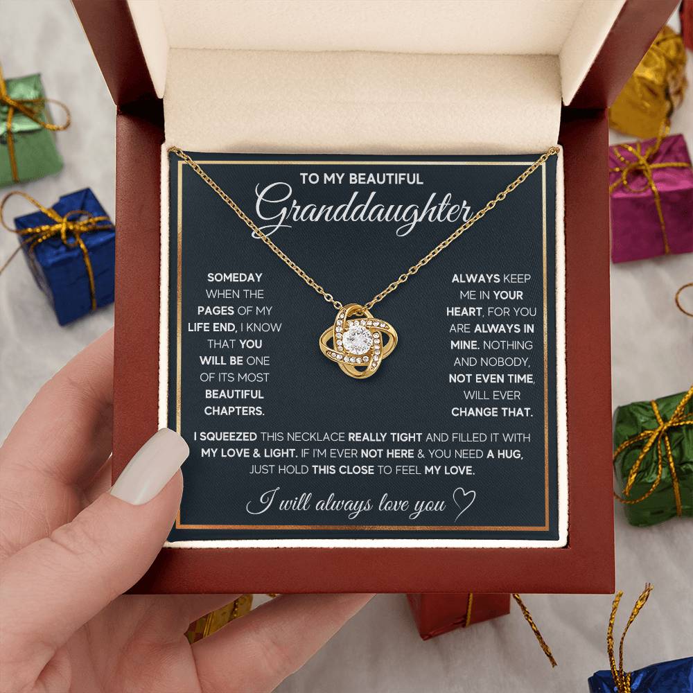 TO MY GRANDDAUGHTER SQUEEZED LOVE KNOT NECKLACE GIFT SET WHITE & GOLD
