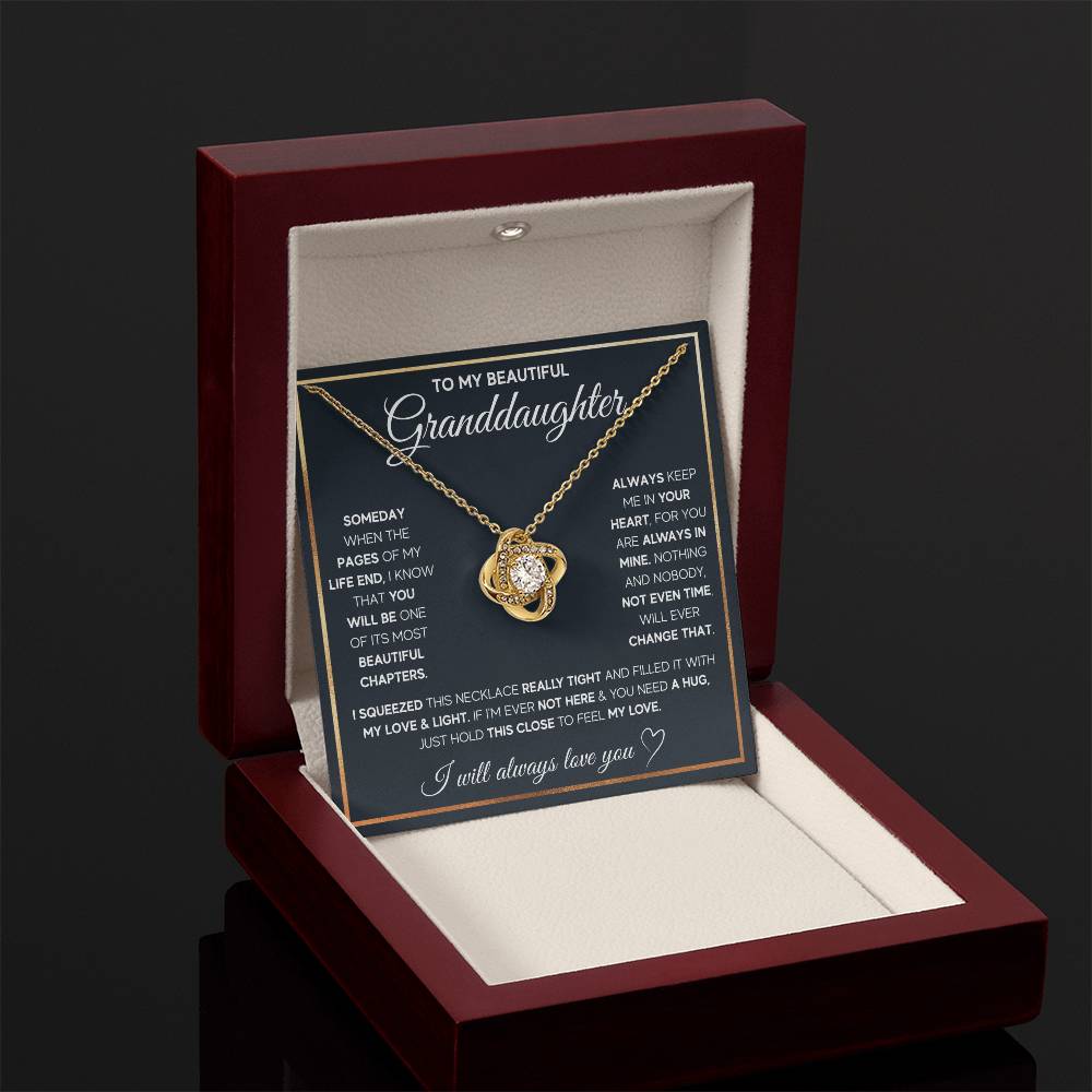 TO MY GRANDDAUGHTER SQUEEZED LOVE KNOT NECKLACE GIFT SET WHITE & GOLD