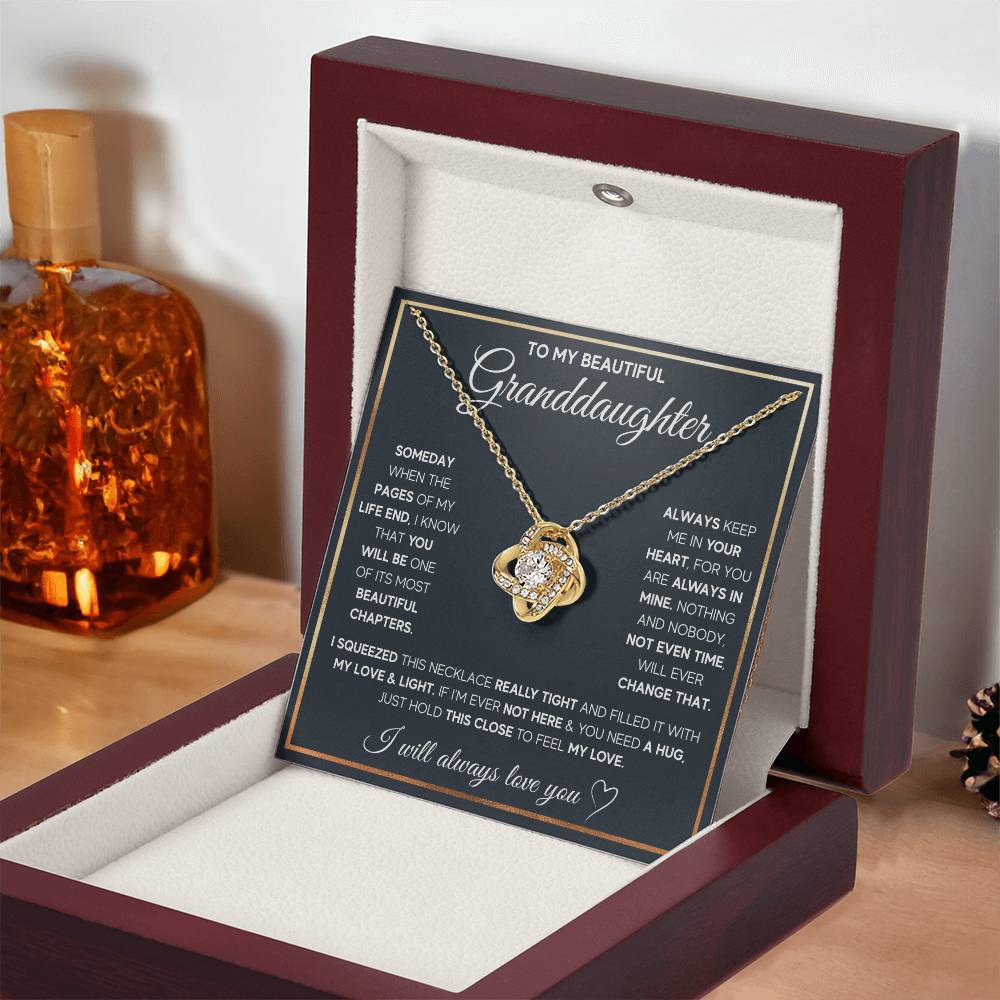TO MY GRANDDAUGHTER SQUEEZED LOVE KNOT NECKLACE GIFT SET WHITE & GOLD