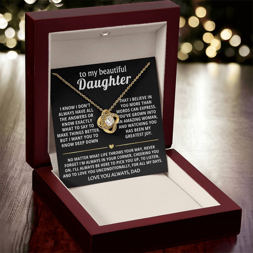 To My Beautiful Daughter, I'm always in your corner, cheering you on. — [Lux] - Love Knot
