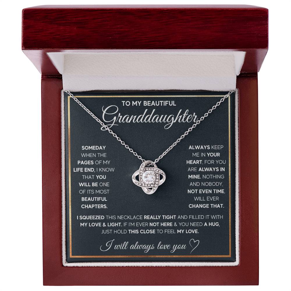 TO MY GRANDDAUGHTER SQUEEZED LOVE KNOT NECKLACE GIFT SET WHITE & GOLD