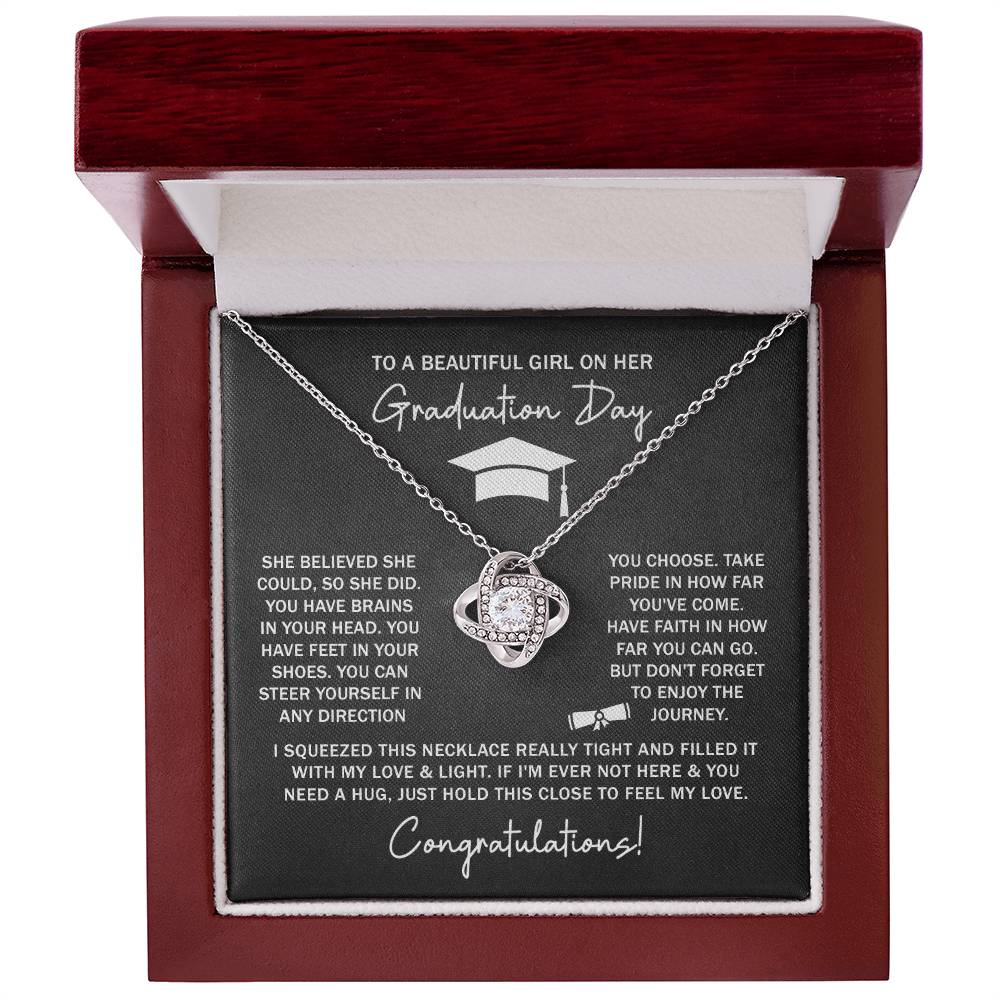 GRADUATION FOR HER SQUEEZED  LOVE KNOT NECKLACE