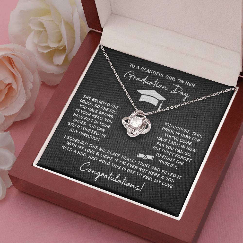 GRADUATION FOR HER SQUEEZED  LOVE KNOT NECKLACE