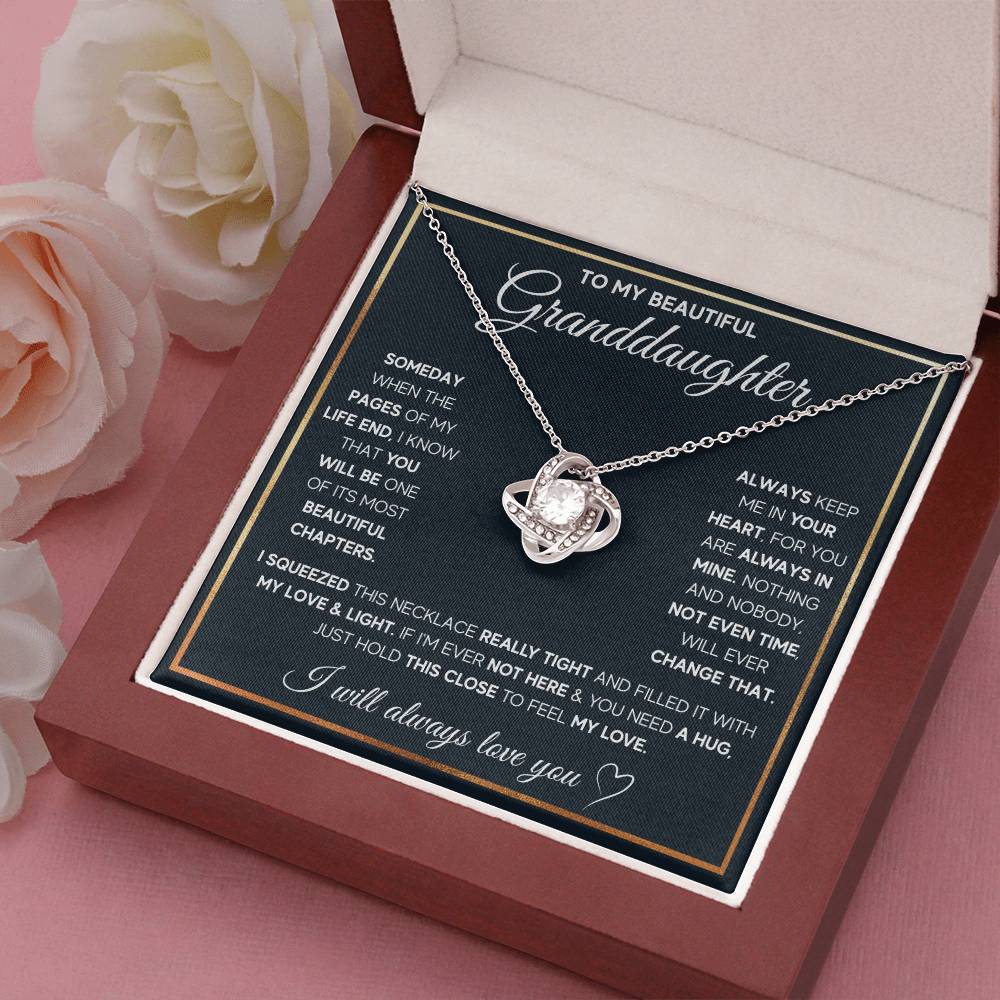 TO MY GRANDDAUGHTER SQUEEZED LOVE KNOT NECKLACE GIFT SET