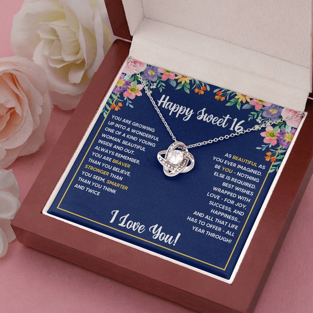 SWEET 16 WRAPPED LOVE KNOT NECKLACE GIFT SET