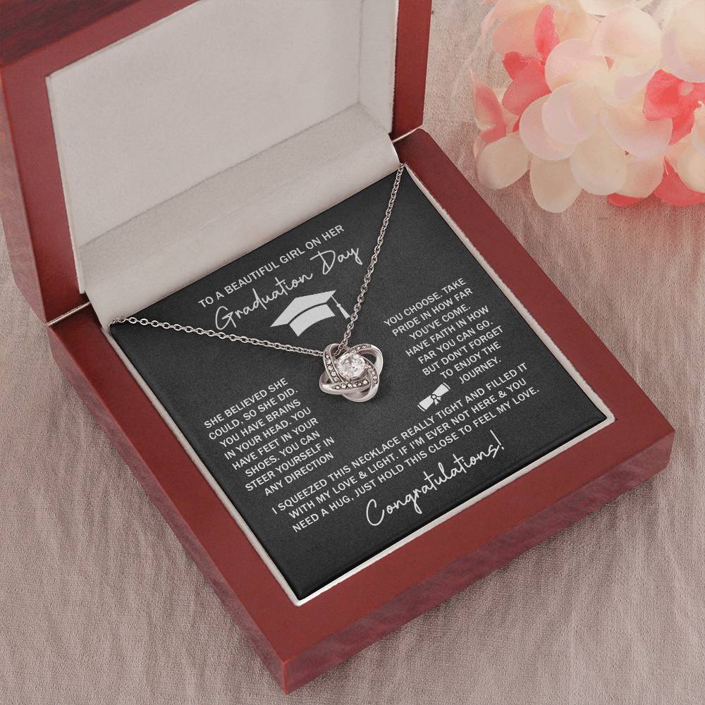 GRADUATION FOR HER SQUEEZED  LOVE KNOT NECKLACE