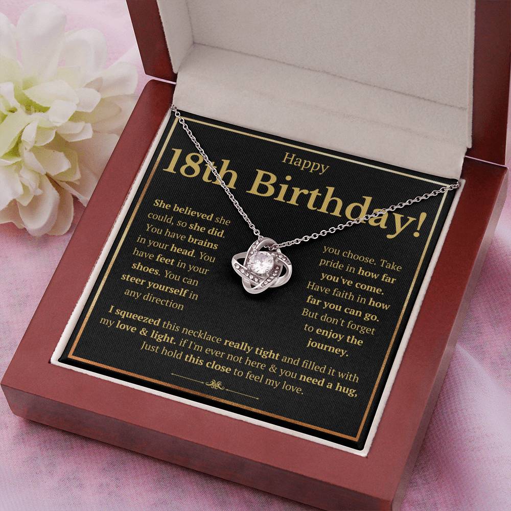 18TH BIRTHDAY SQUEEZED LOVE KNOT NECKLACE GIFT SET