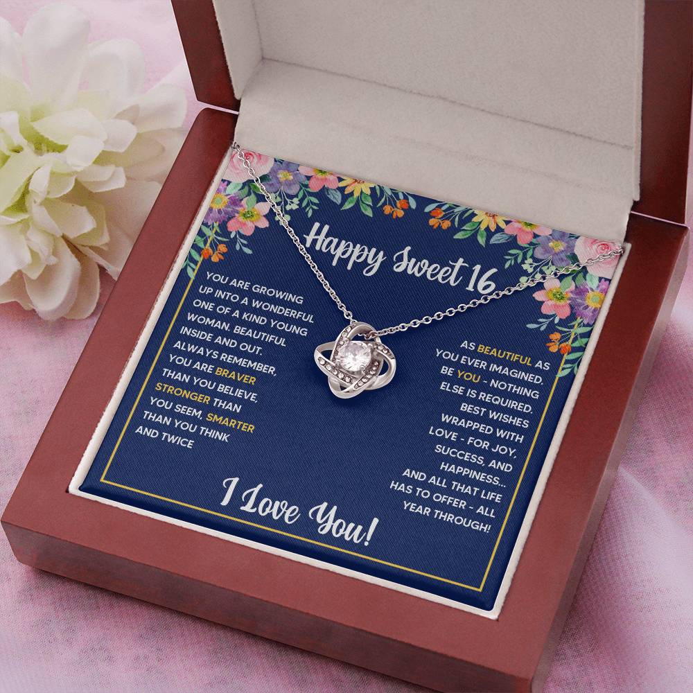 SWEET 16 WRAPPED LOVE KNOT NECKLACE GIFT SET
