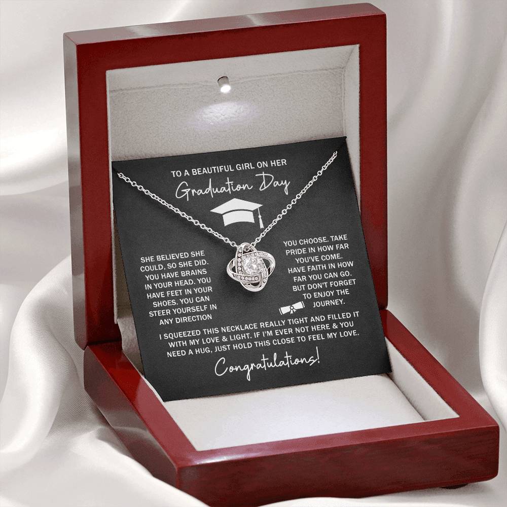 GRADUATION FOR HER SQUEEZED  LOVE KNOT NECKLACE