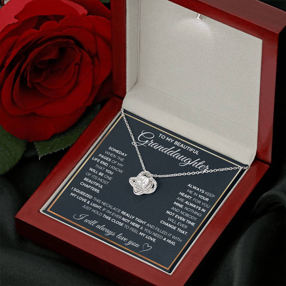 TO MY GRANDDAUGHTER SQUEEZED LOVE KNOT NECKLACE GIFT SET