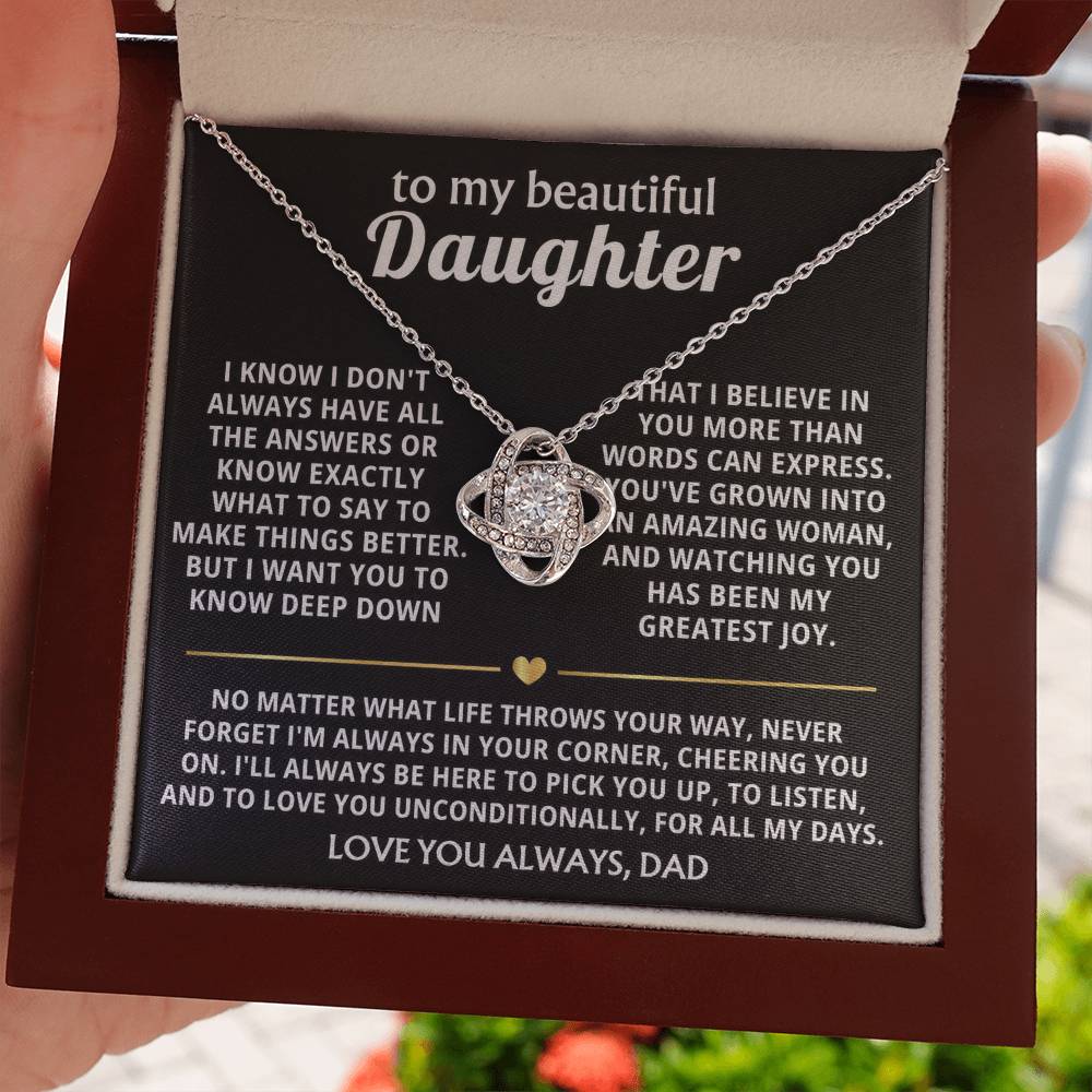 To My Beautiful Daughter, I'm always in your corner, cheering you on. — [Lux] - Love Knot