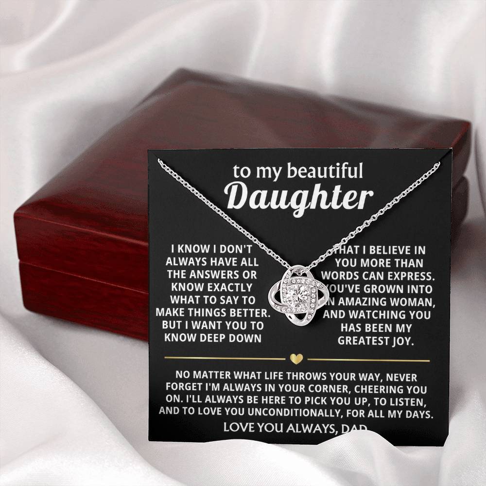 To My Beautiful Daughter, I'm always in your corner, cheering you on. — [Lux] - Love Knot