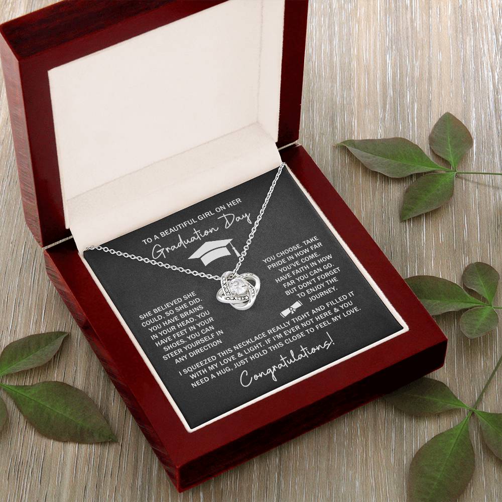 GRADUATION FOR HER SQUEEZED  LOVE KNOT NECKLACE