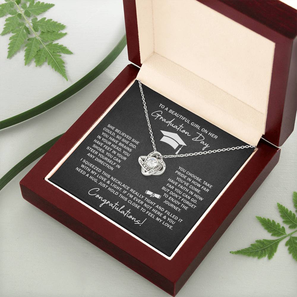 GRADUATION FOR HER SQUEEZED  LOVE KNOT NECKLACE