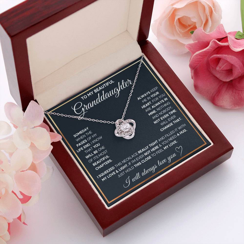 TO MY GRANDDAUGHTER SQUEEZED LOVE KNOT NECKLACE GIFT SET